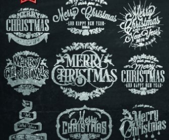黒スタイル クリスマス タイポグラフィ ベクトル