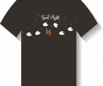 Schwarzes T-Shirt Vorlage Traum Design Schafe Zählen Dekor