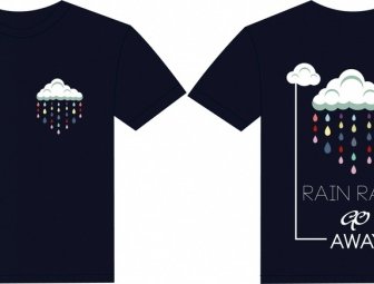 Black Tshirt Modello Tempo Stile Rain Cloud Icone