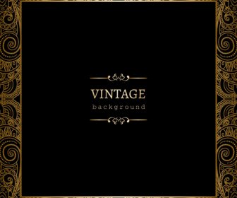 hitam dengan latar belakang vintage emas seni vektor
