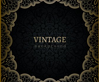 hitam dengan latar belakang vintage emas seni vektor