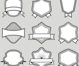 Black With White Blank Labels Vector Set