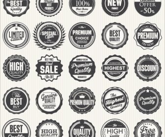 Black With White Premium Quality Labels Vector
