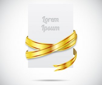 Blank Card With Golden Ribbon And Lorem Ipsum