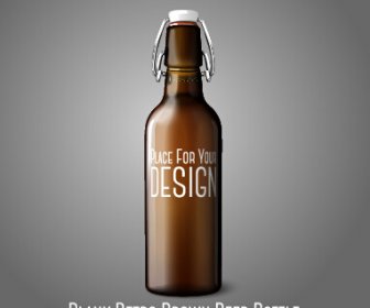 Blank Retro Brown Beer Bottle Vector