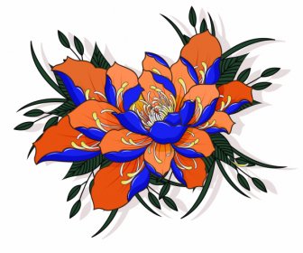 Lukisan Bunga Mekar Desain Klasik Berwarna-warni