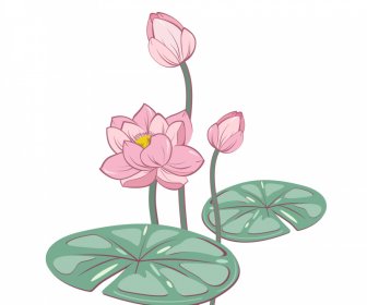blooming lotus flower icon elegant retro handdrawn sketch