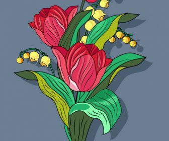 Pintura De Orquídea Florescente Design Clássico Colorido