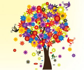 Blooming Tree Vector Graphic