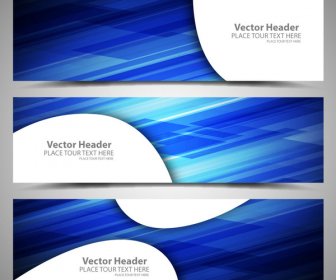 Blue Abstract Background Vector Header Sets