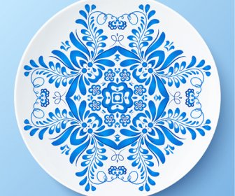Vektor Desain Kreatif Porselen Biru Dan Putih