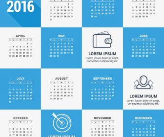 藍色和 White16 日曆範本