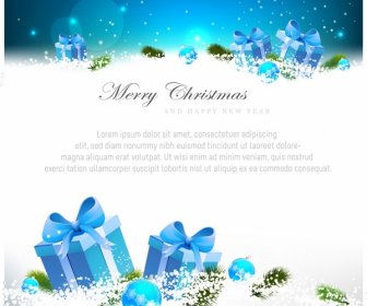 Blaue Weihnachtsgrußkarte Mit Geschenk-Boxen