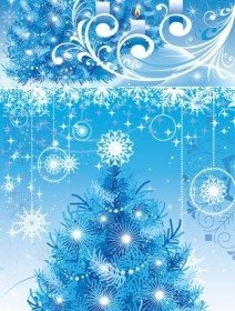 Blauer Weihnachtsbaum Mit Schmuck Hintergrund Vektor