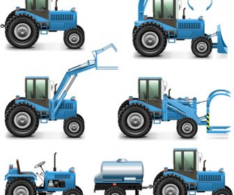 Blue Construction Vehicles Vector Graphics