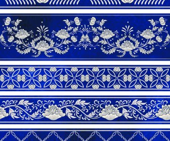 Blue Decorative Ornaments Russian Style Vector
