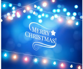 Blue Dream Christmas Background With Colored Lights Vector