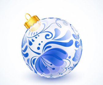 Azul Floral Vector Creativo Bola De Navidad