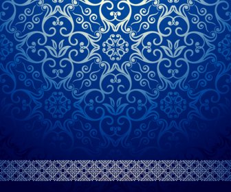 Blue Floral Ornament Vintage Background Vector