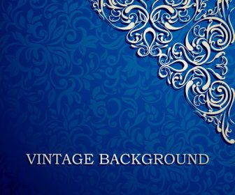 Blue Floral Ornament Vintage Background Vector