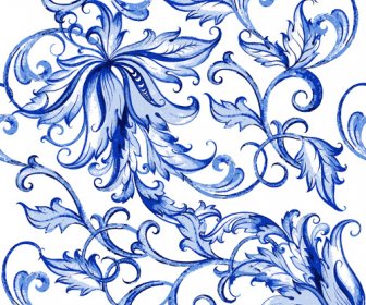 Blue Floral Ornaments Vector Backgrounds