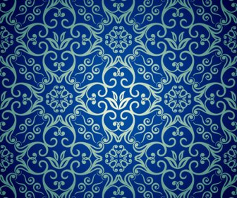 Blue Floral Seamless Pattern Design Vector