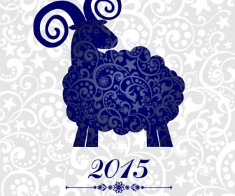 Sheep15 Floral Azul Año Nuevo Fondo