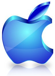 青いガラス テクスチャ アップル アイコン デザインのベクトル