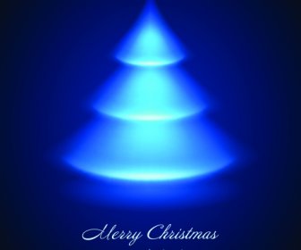 Pohon Natal Cahaya Biru Desain Vektor