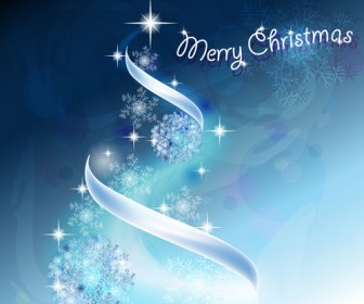 青い光のクリスマス ツリーを設計ベクトル
