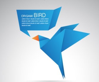 Blue Origami Bird