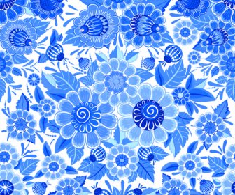 Blue Ornaments Floral Pattern Vector