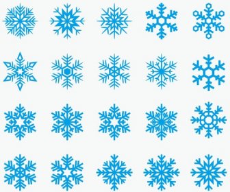 blue snowflakes vector set