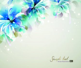 Blue Style Watercolor Flowers Vector Background
