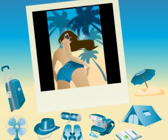Голубые векторные иконки Vista лето
