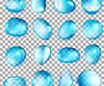 青い水滴ベクトル セット