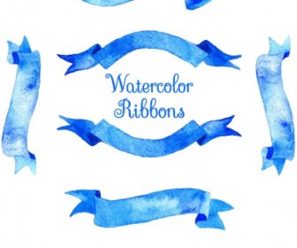Blue Watercolor Ribbons