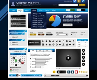 Biru Dengan Gaya Abu-abu Website Template Vektor