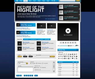 Blue With Gray Style Website Template Vector