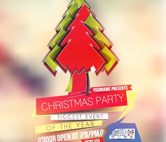 Blurs15 Christmas Party Flyer Vector Cover
