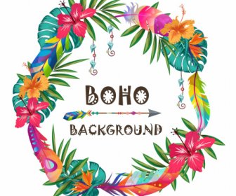 Boho Background Colorful Floral Wreath Arrow Decor