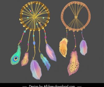 boho dream catcher templates colorful feathers decor