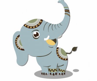 Boho Elefante Icona Simpatico Personaggio Dei Cartoni Animati