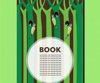 Buku Desain Cover Burung Dan Pepohonan Dekorasi