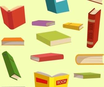 Book Icons Collection Multicolored 3d Design