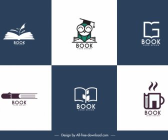 шаблоны логотипа книги просто плоский эскиз