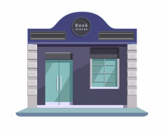Шаблон фасада книжного магазина современный плоский эскиз