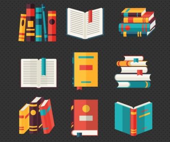 books decoration vector sets design with various styles