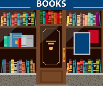 Diseño De Fachada De Librería Con Ilustración De Exhibición De Libros
