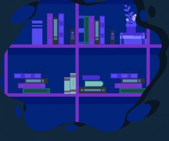 Bücherregal Hintergrund Dunkel Blaue Skizze Blase Isolierung